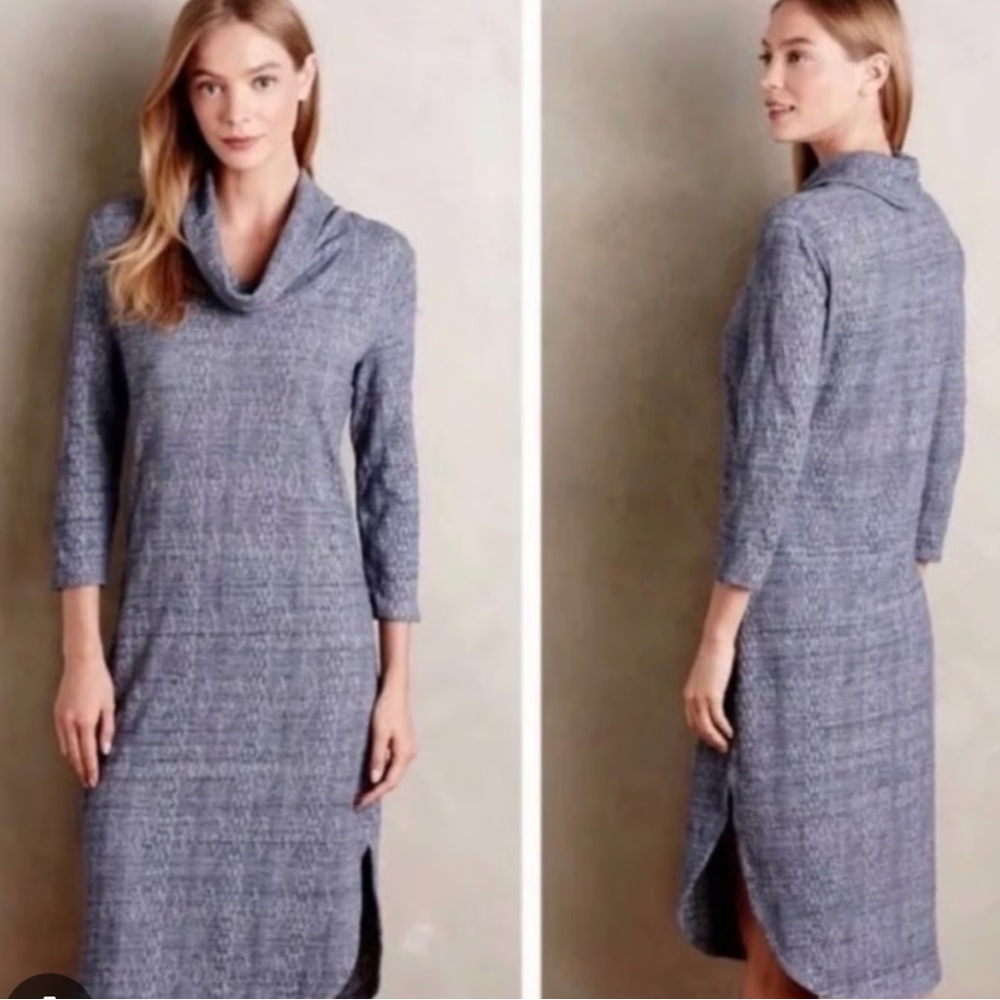 Anthropologie Saturday Sunday Blue Chemise Cowl Neck Dress